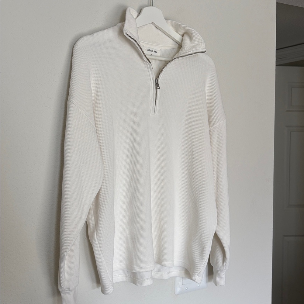 NEW Aritzia Wilfred Free Loft Longsleeve Quarter-Zip Pullover Waffle size xs - Picture 3 of 5